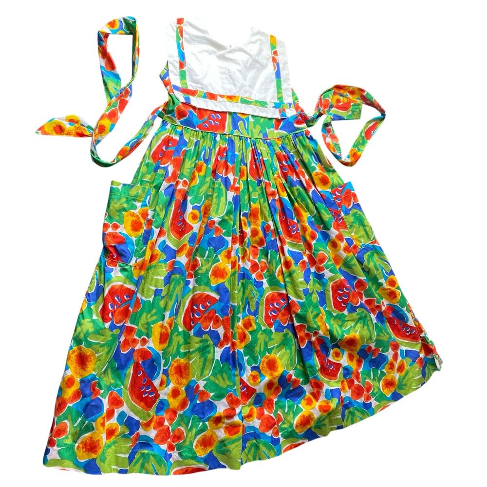 Vintage Strasberg By Sheree Aust Little Girls Citrus Fruit Pattern Dress Sz 7
